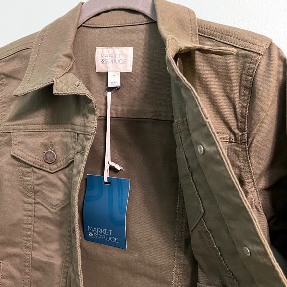 NWT Market & Spruce Olive Denim Jacket - Picture 2 of 4